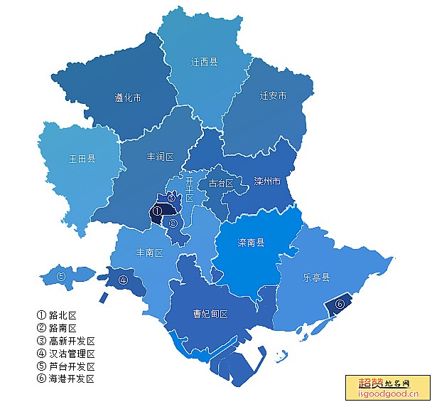 唐山市各市区行政区划图
