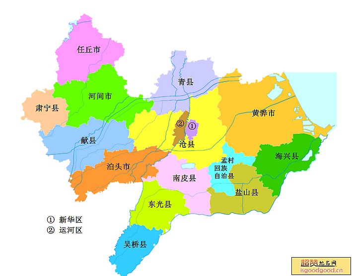 沧州市各市区行政区划图