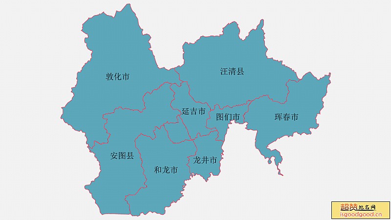延边州各市区行政区划图