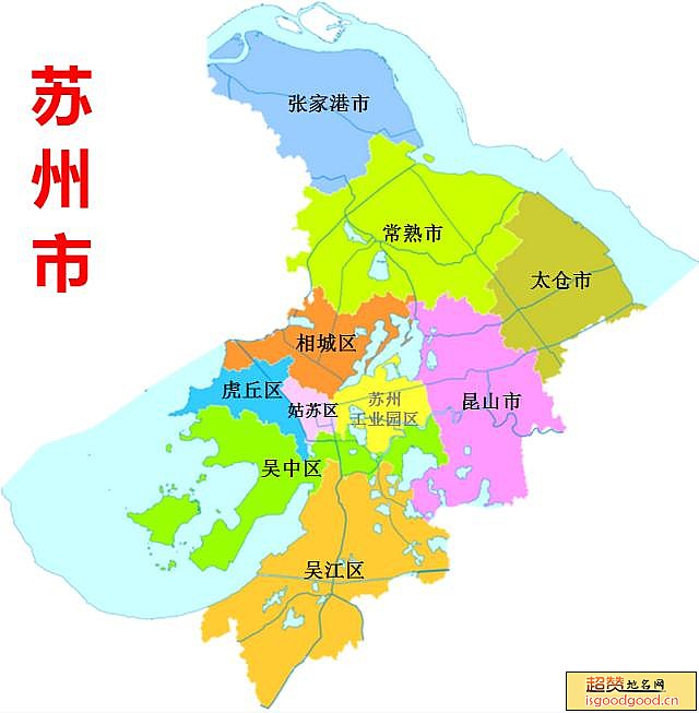 苏州市各市区行政区划图