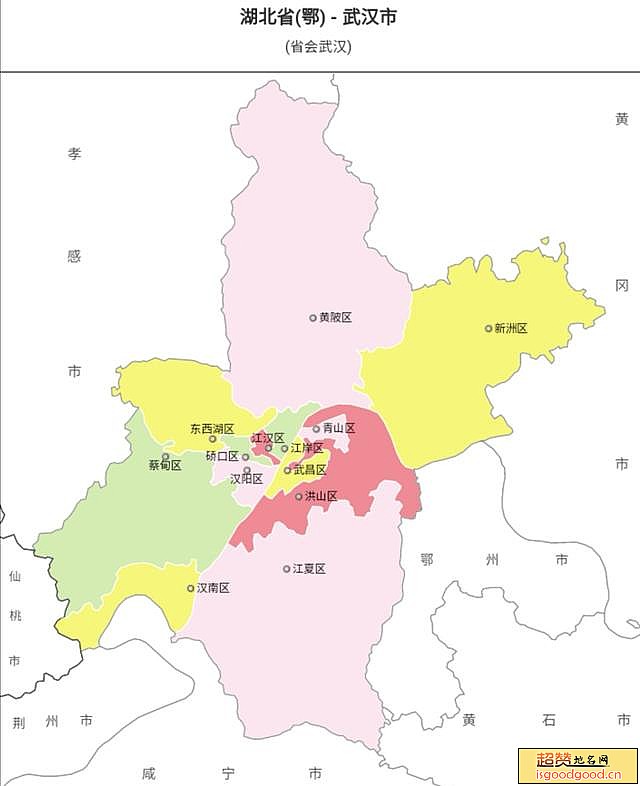 武汉市各市区行政区划图