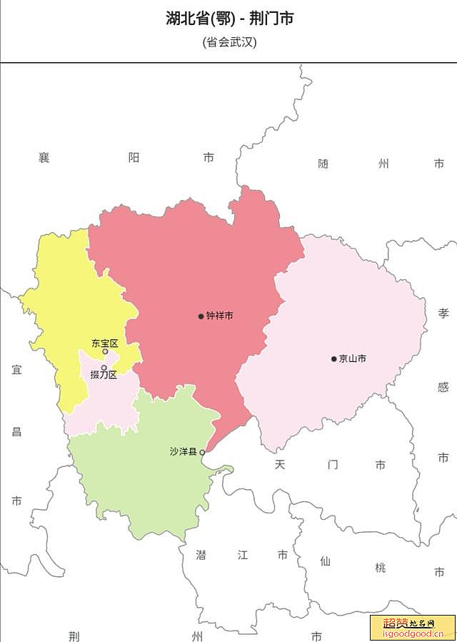 荆门市各市区行政区划图