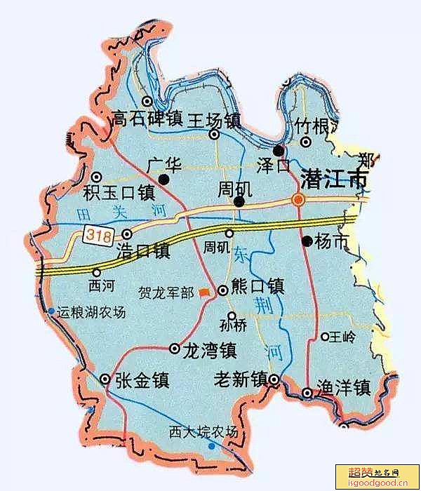潜江市行政区划图