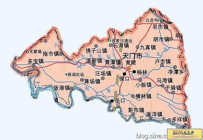 天门市行政区划图