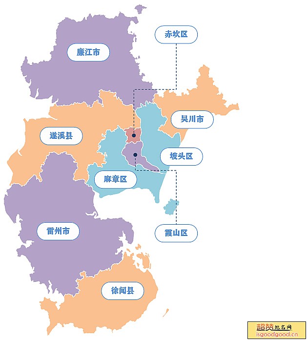 湛江市各市区行政区划图