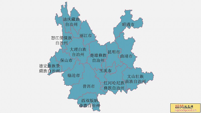 云南省各市区行政区划图