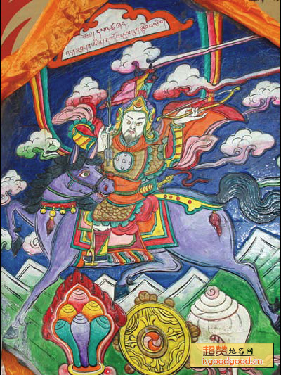 藏族格萨尔彩绘石刻特产照片